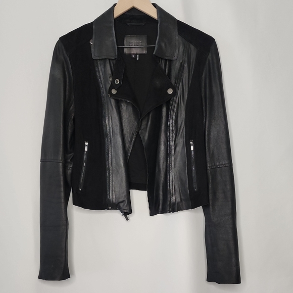 PAIGE Jackets & Blazers - PAIGE Black Leather Jacket with Suede And Zipper Details Size Medium